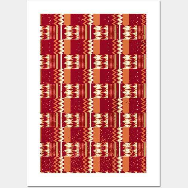 Kwanzaa Africa Pattern - Red Wall Art by mariachapin